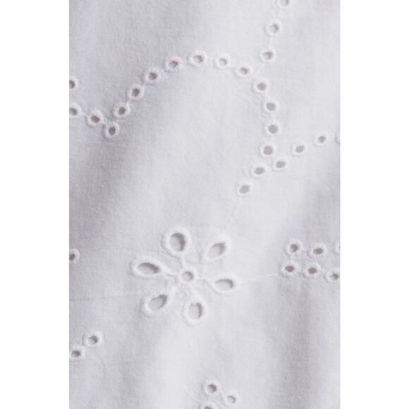 Caslon Eyelet Dress M Medium Long Sleeve Tiered Cotton White Nordstrom Boho Chic - Picture 6 of 10
